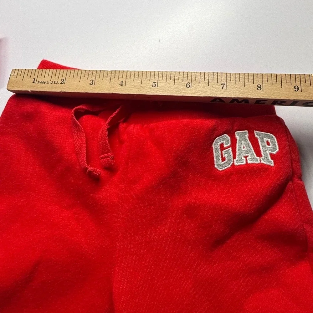 GAP Baby 6-12 Months Red Logo Fleece Hoodie Jogger Sweat Set Outfit Cotton